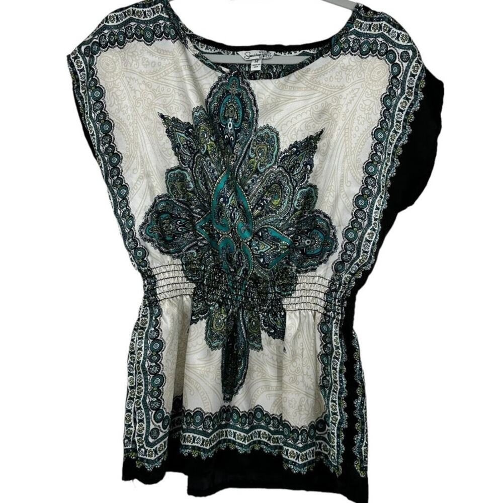 Speechless White & Green Paisley Floral Top Size Medium